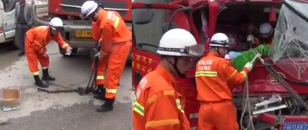 手拉葫蘆救援被困女子